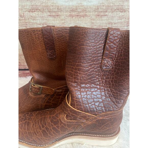 Wesco X ISP Engineer Boots Shrunken Bison Brown Leather Buckles 10\